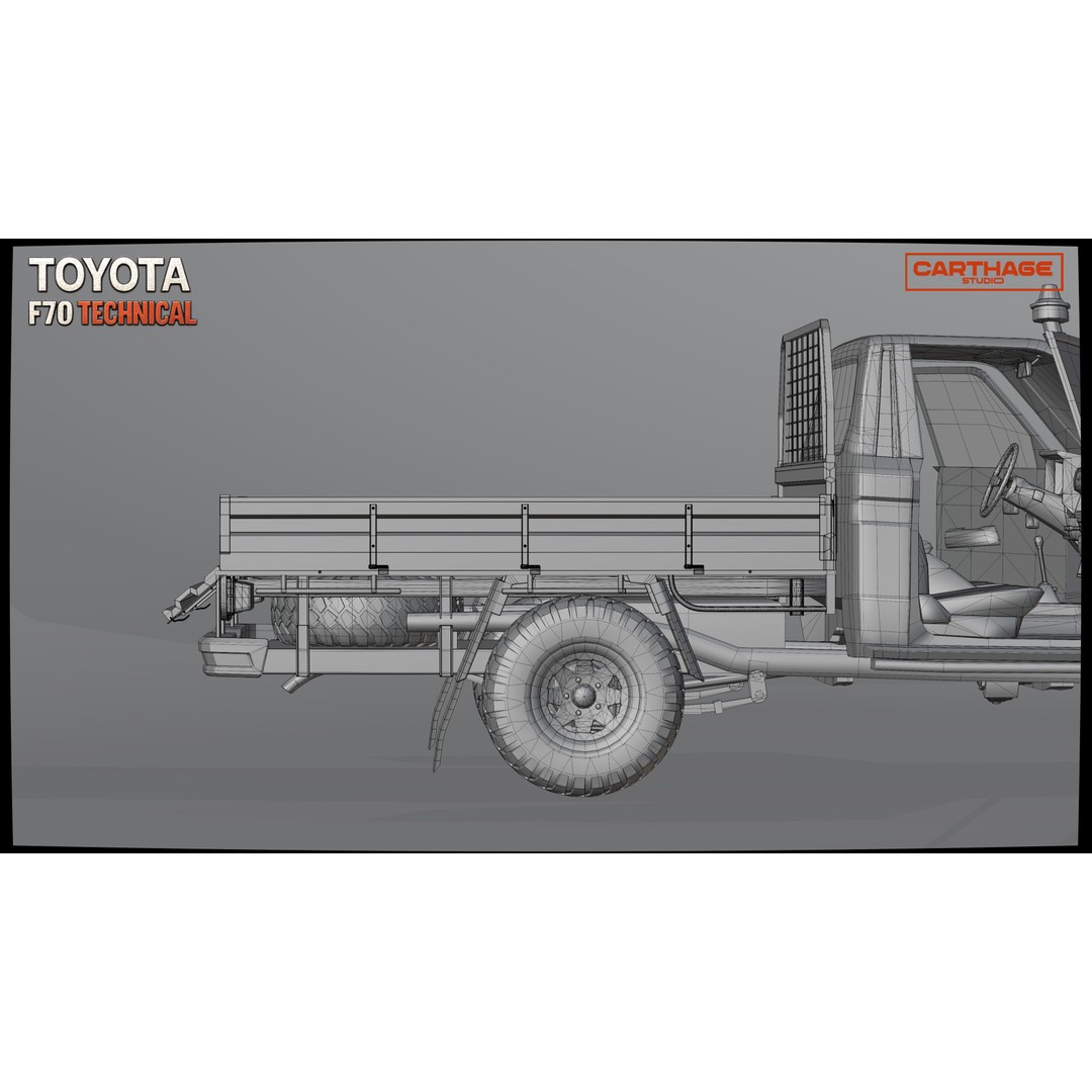 Toyota F70 Technical Pickup 3D Model – Low Poly Game Asset, FBX - View 41