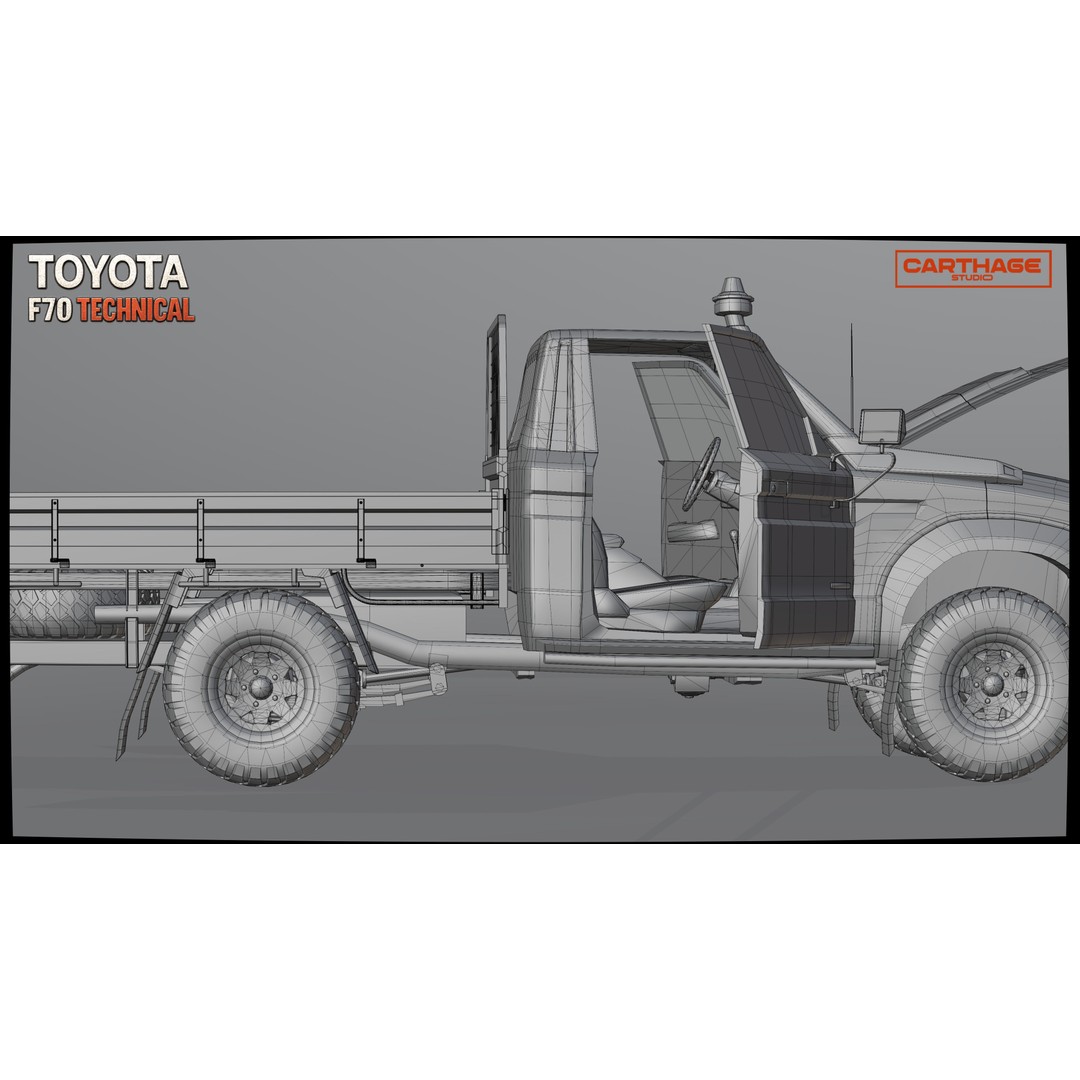 Toyota F70 Technical Pickup 3D Model – Low Poly Game Asset, FBX - View 42