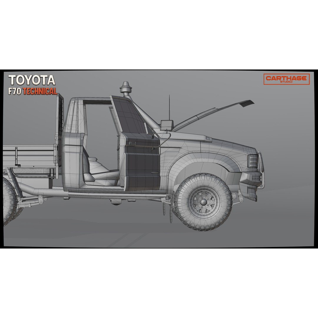 Toyota F70 Technical Pickup 3D Model – Low Poly Game Asset, FBX - View 43