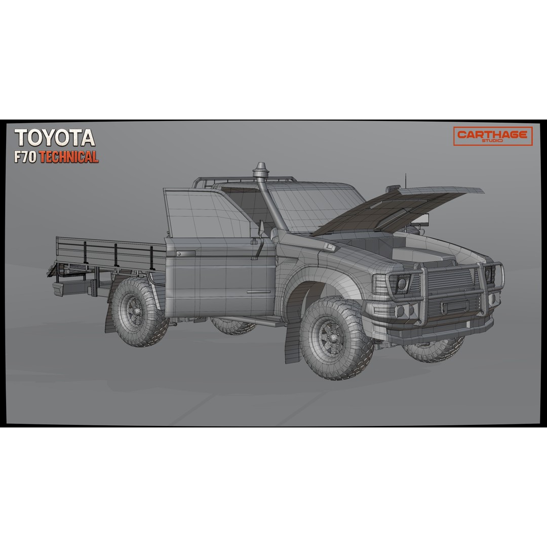 Toyota F70 Technical Pickup 3D Model – Low Poly Game Asset, FBX - View 44