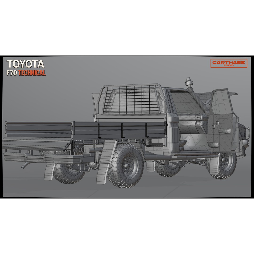 Toyota F70 Technical Pickup 3D Model – Low Poly Game Asset, FBX - View 45