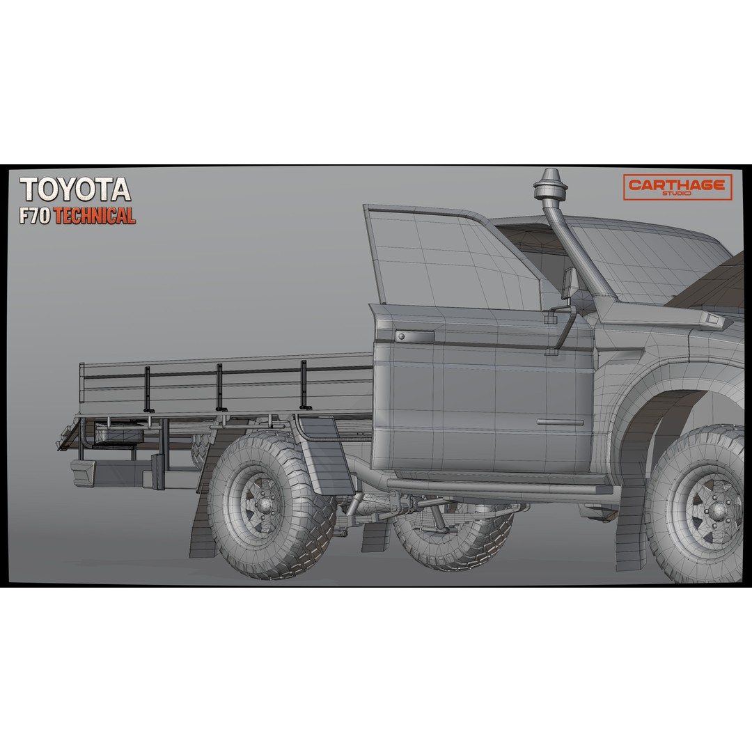 Toyota F70 Technical Pickup 3D Model – Low Poly Game Asset, FBX - View 46