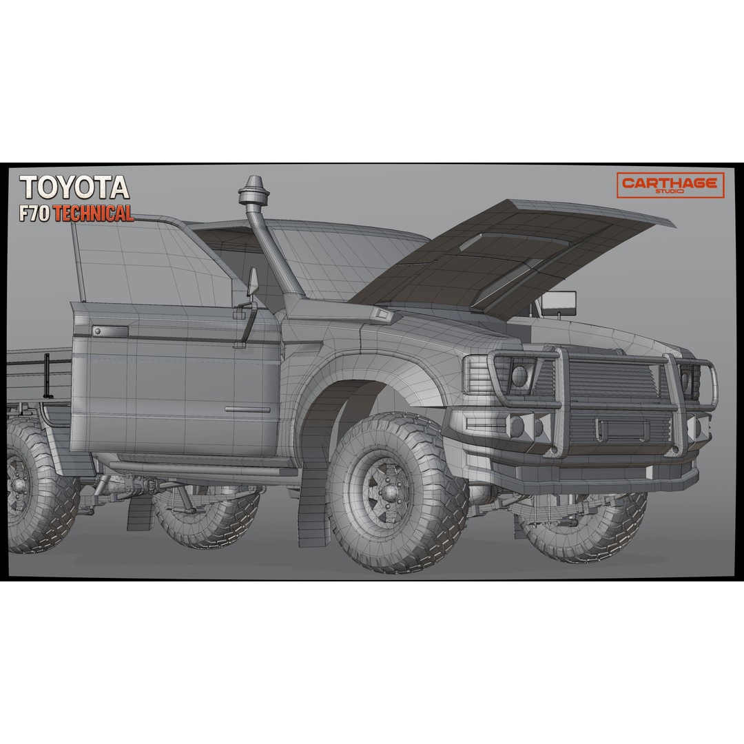 Toyota F70 Technical Pickup 3D Model – Low Poly Game Asset, FBX - View 47