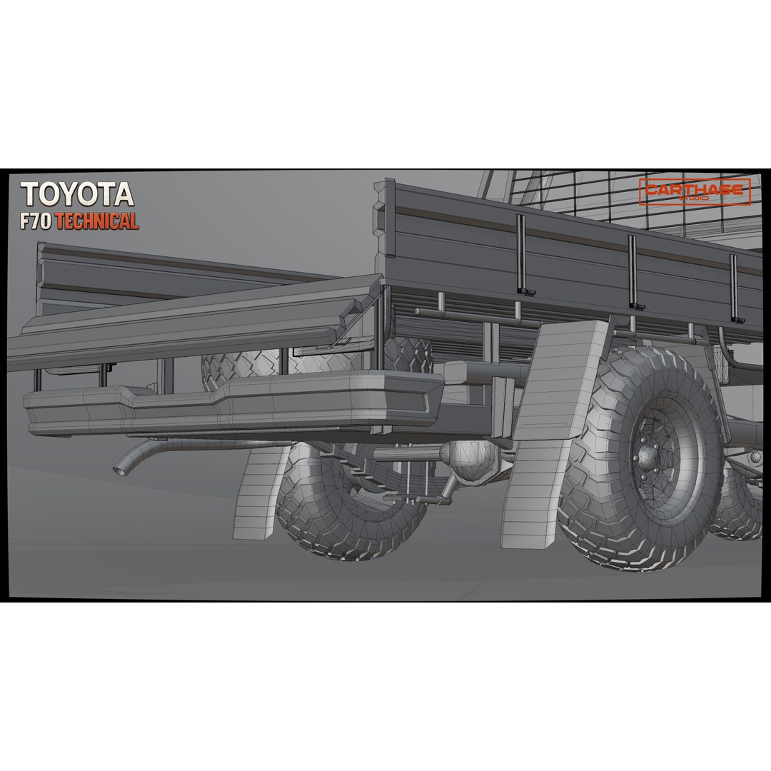 Toyota F70 Technical Pickup 3D Model – Low Poly Game Asset, FBX - View 48