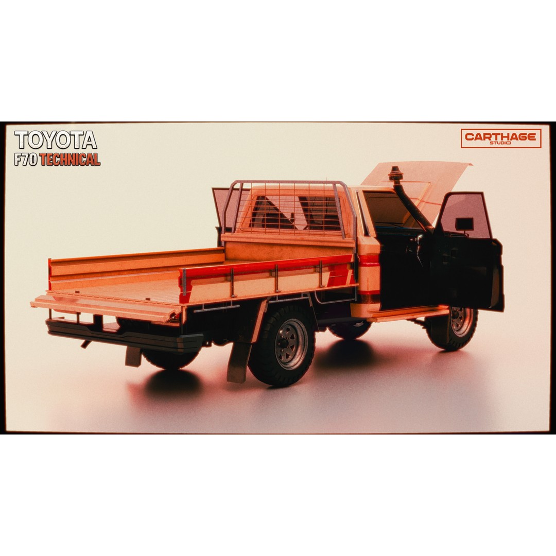 Toyota F70 Technical Pickup 3D Model – Low Poly Game Asset, FBX - View 5