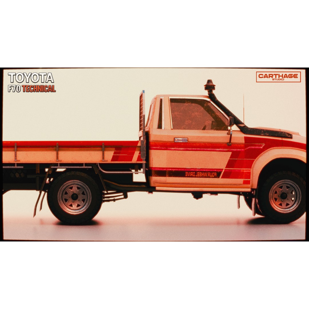 Toyota F70 Technical Pickup 3D Model – Low Poly Game Asset, FBX - View 7