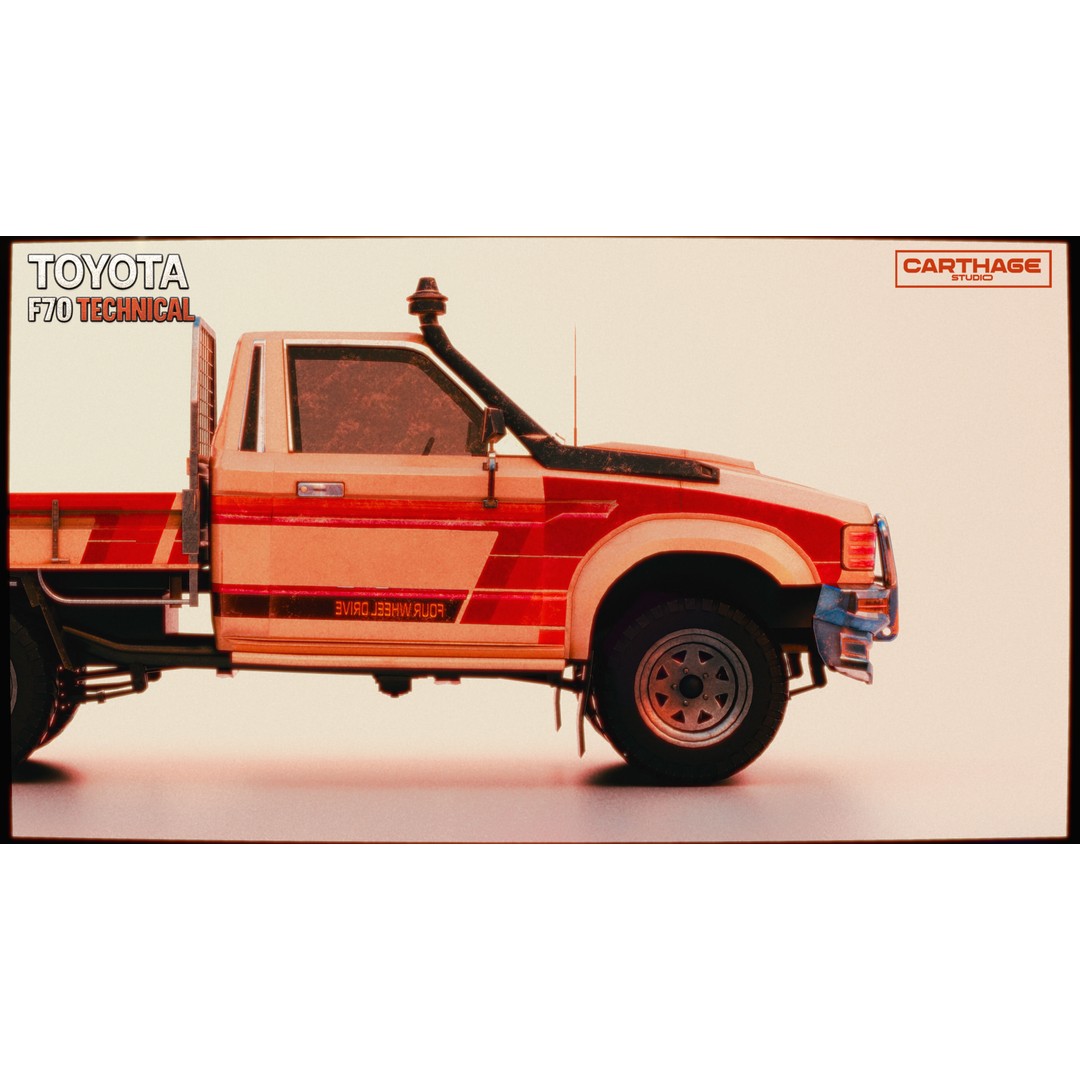 Toyota F70 Technical Pickup 3D Model – Low Poly Game Asset, FBX - View 8