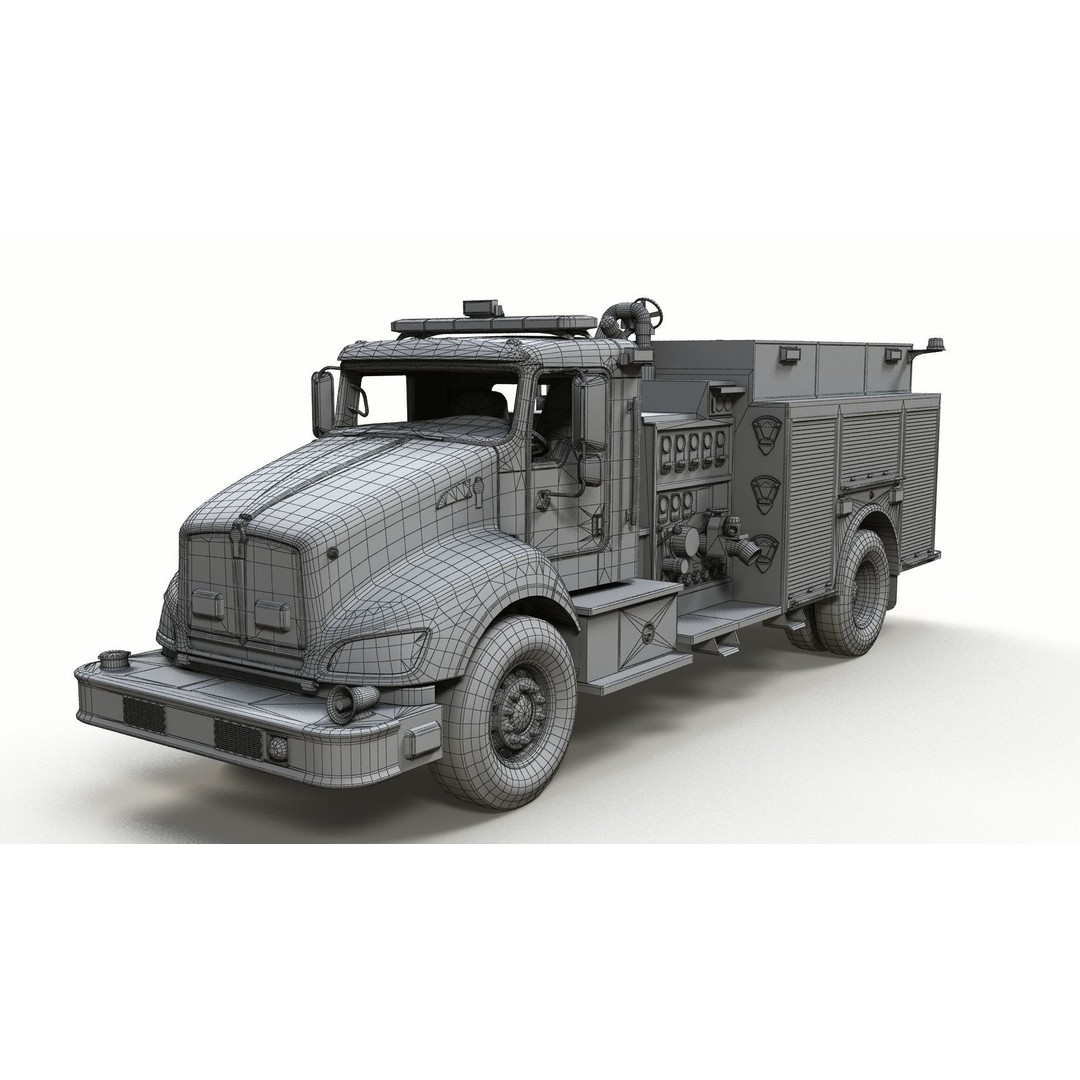 Kenworth T370 Firetruck 3D Model – Low Poly Game Ready Asset, FBX - View 11