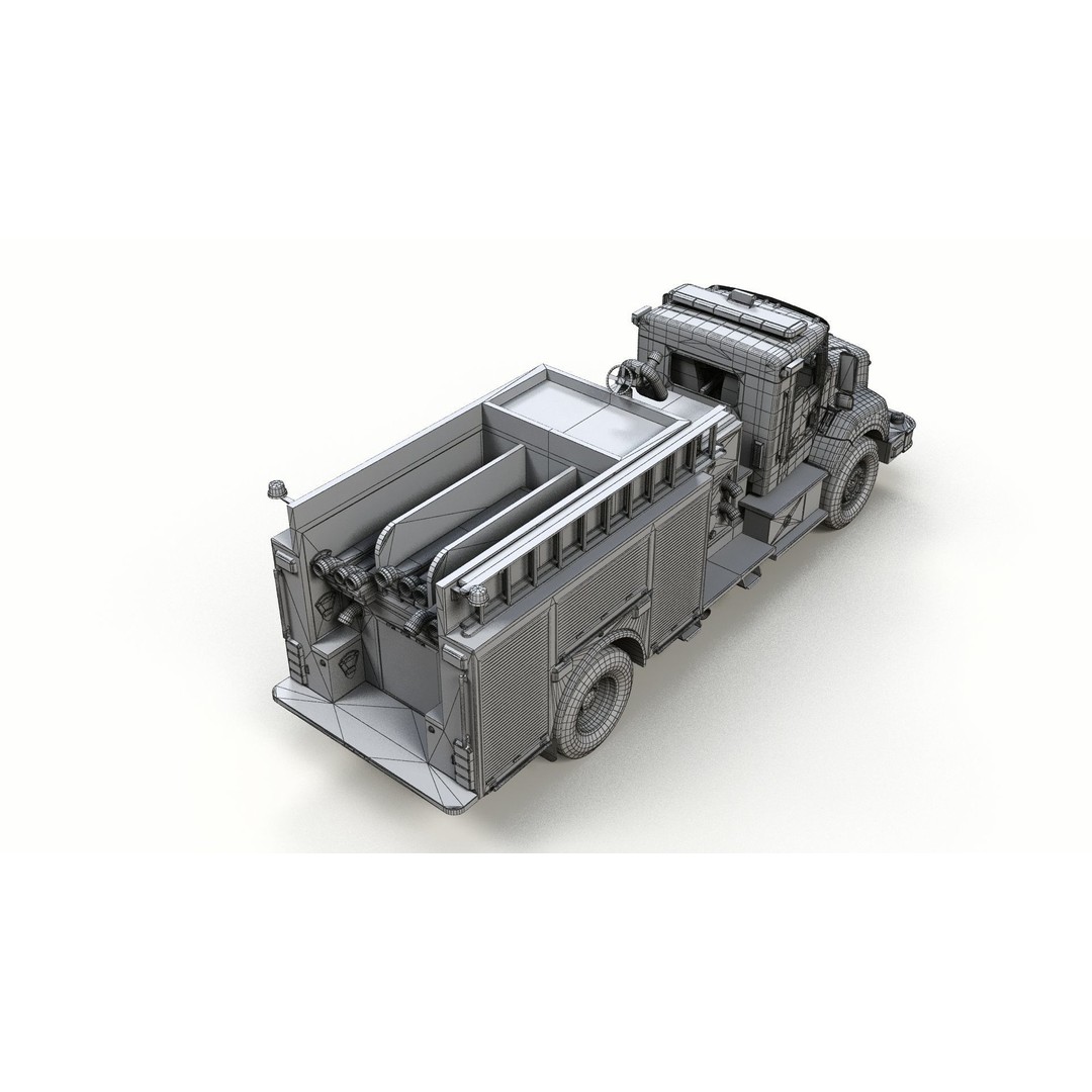 Kenworth T370 Firetruck 3D Model – Low Poly Game Ready Asset, FBX - View 12