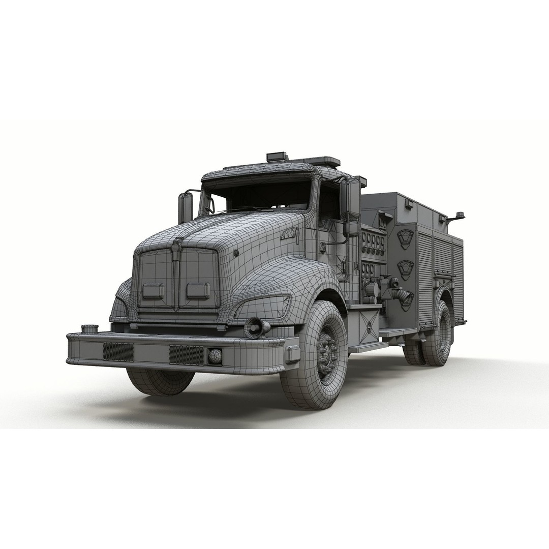 Kenworth T370 Firetruck 3D Model – Low Poly Game Ready Asset, FBX - View 13