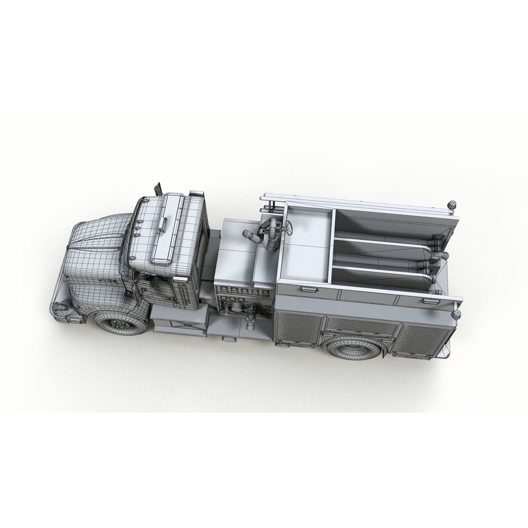 Kenworth T370 Firetruck 3D Model – Low Poly Game Ready Asset, FBX - View 14