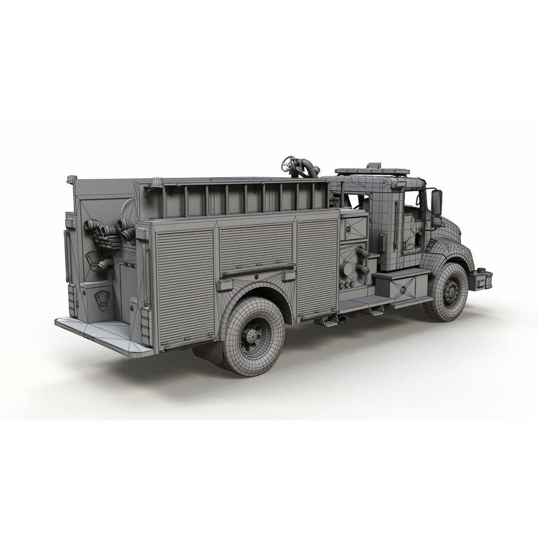 Kenworth T370 Firetruck 3D Model – Low Poly Game Ready Asset, FBX - View 16