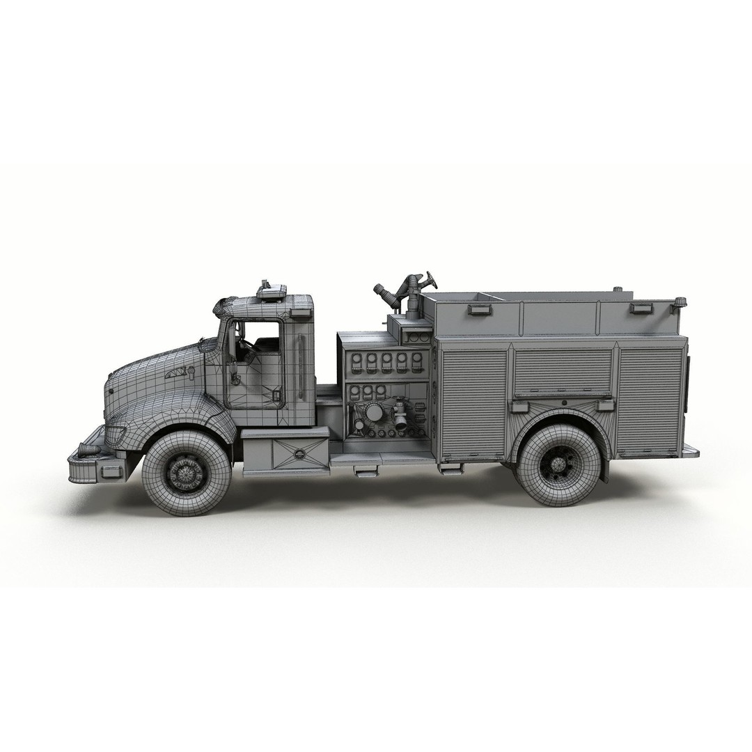 Kenworth T370 Firetruck 3D Model – Low Poly Game Ready Asset, FBX - View 18