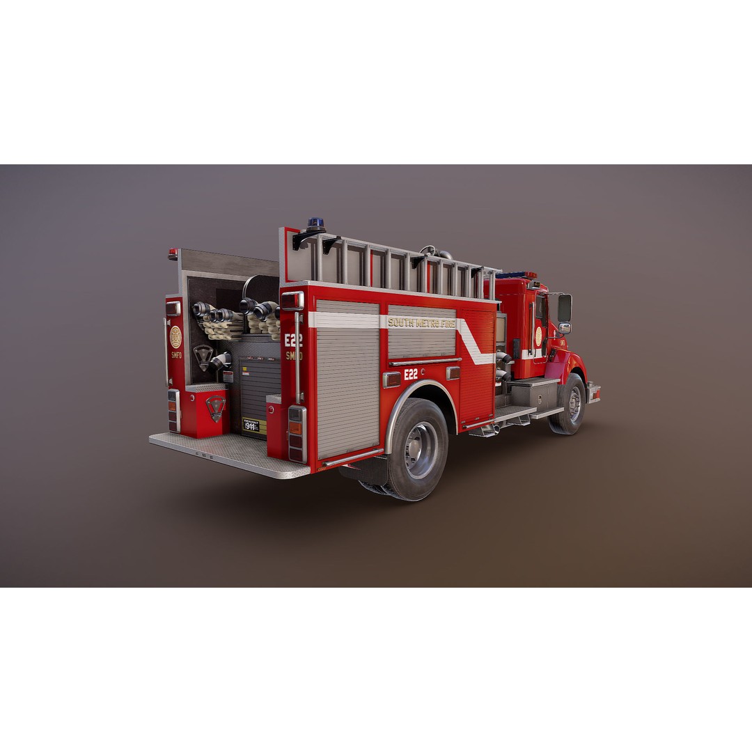Kenworth T370 Firetruck 3D Model – Low Poly Game Ready Asset, FBX - View 20