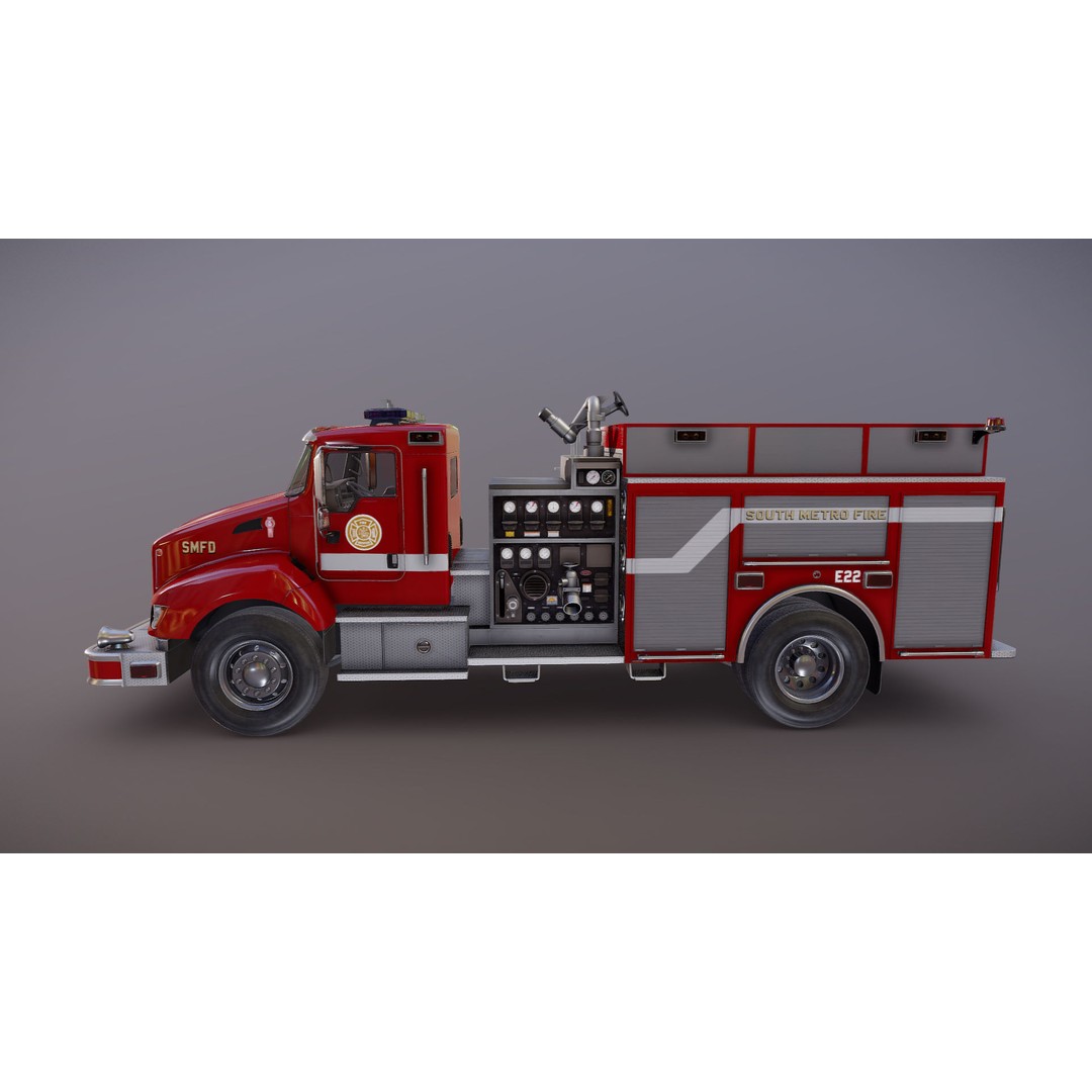 Kenworth T370 Firetruck 3D Model – Low Poly Game Ready Asset, FBX - View 21