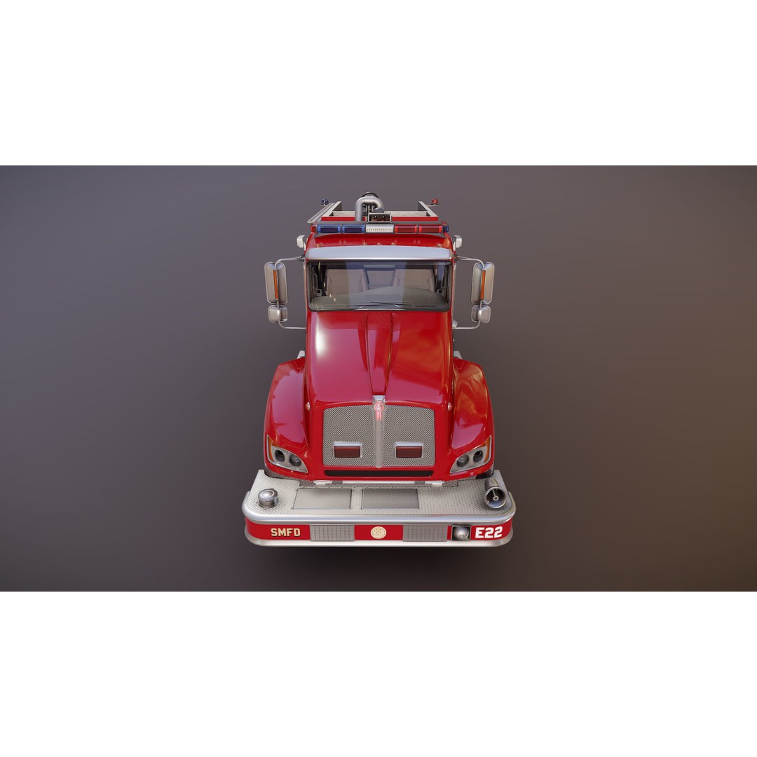 Kenworth T370 Firetruck 3D Model – Low Poly Game Ready Asset, FBX - View 23