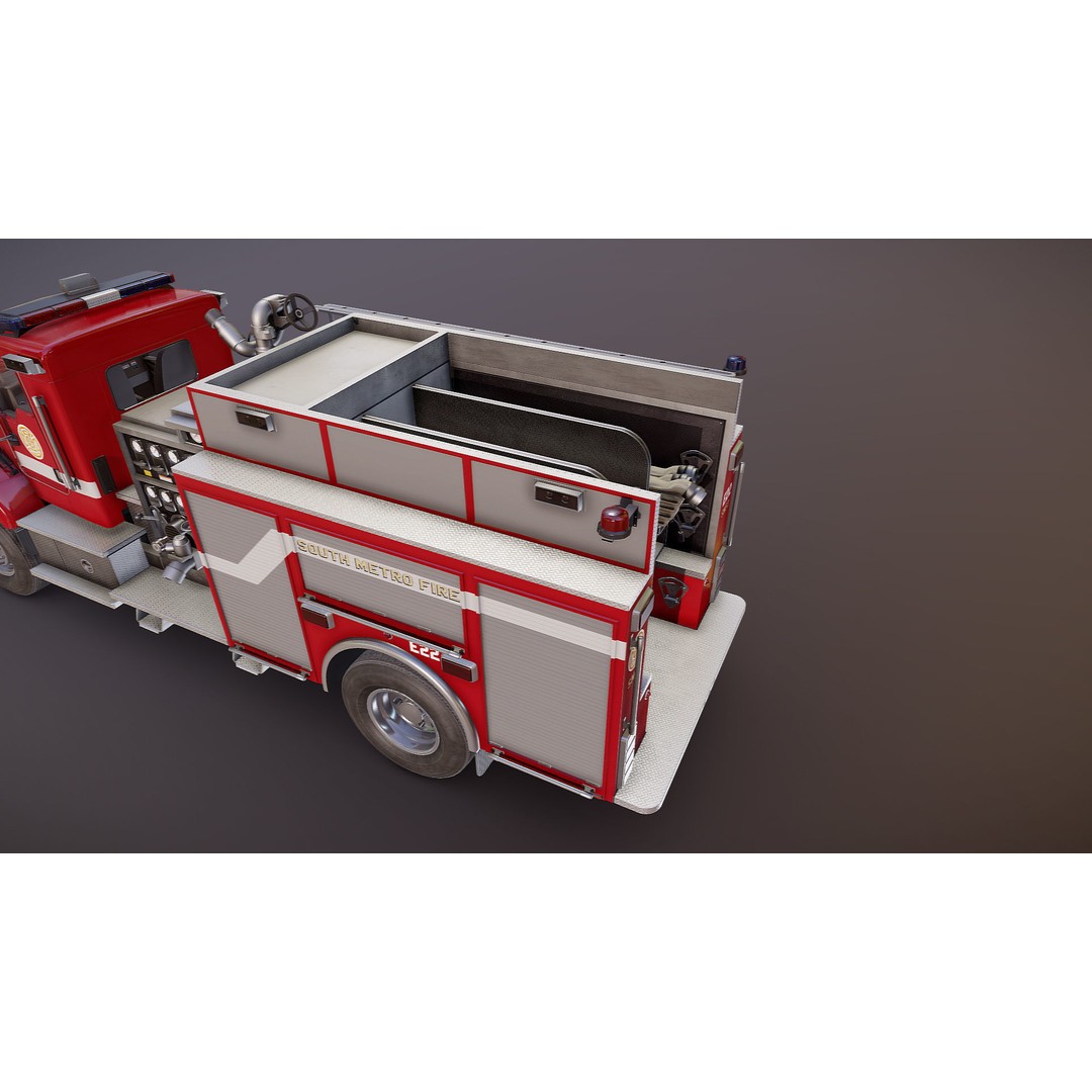 Kenworth T370 Firetruck 3D Model – Low Poly Game Ready Asset, FBX - View 25