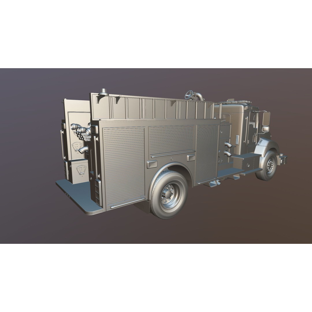 Kenworth T370 Firetruck 3D Model – Low Poly Game Ready Asset, FBX - View 33