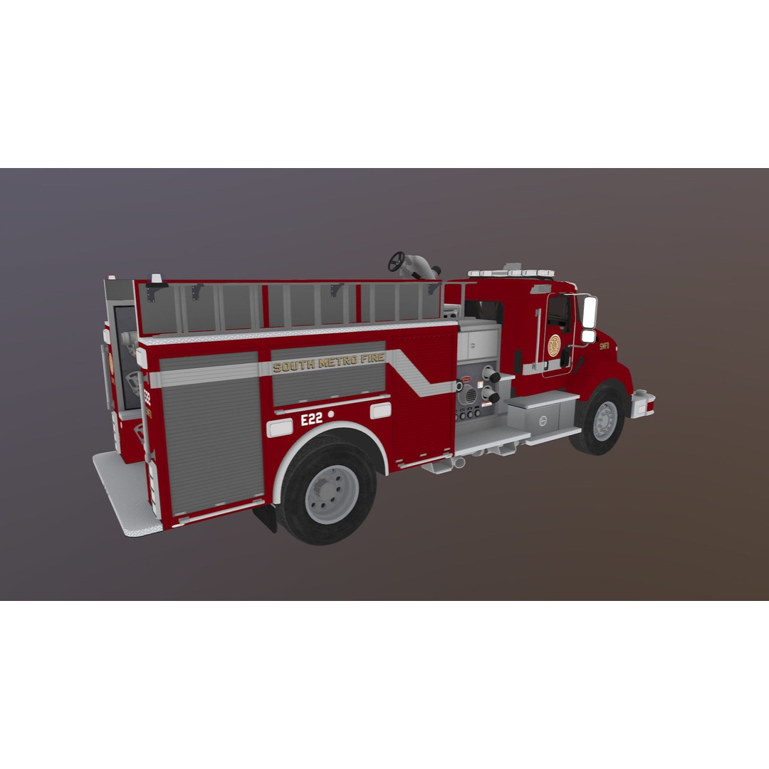 Kenworth T370 Firetruck 3D Model – Low Poly Game Ready Asset, FBX - View 35