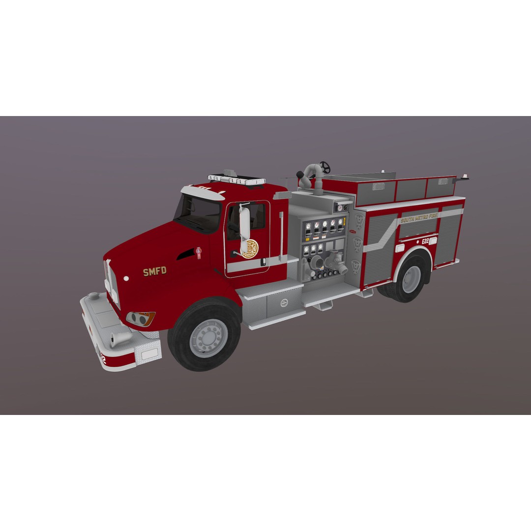 Kenworth T370 Firetruck 3D Model – Low Poly Game Ready Asset, FBX - View 36