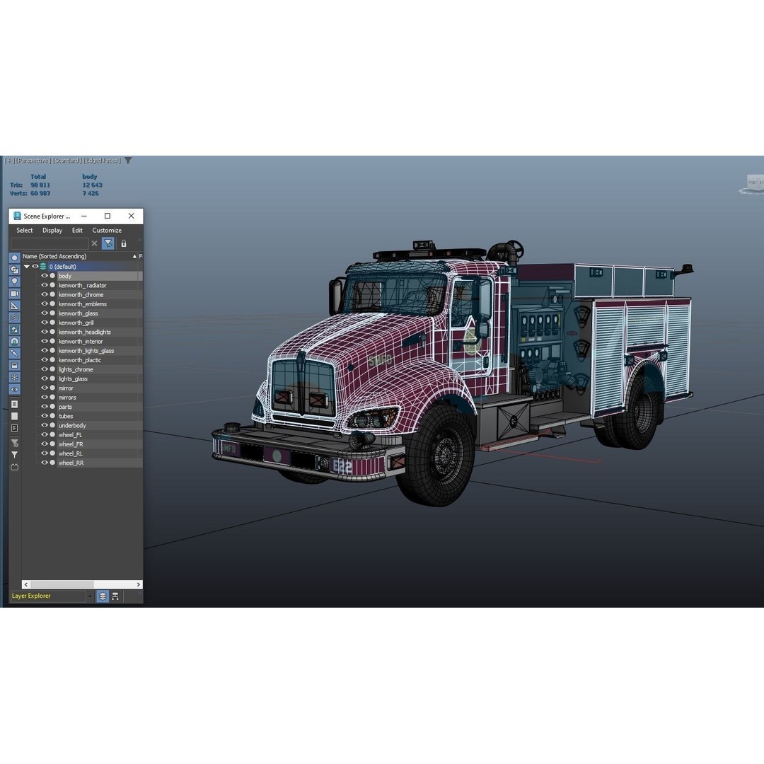 Kenworth T370 Firetruck 3D Model – Low Poly Game Ready Asset, FBX - View 37