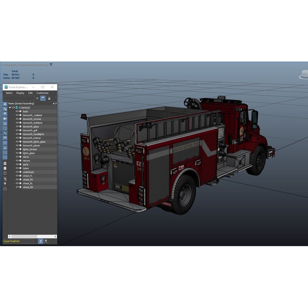 Kenworth T370 Firetruck 3D Model – Low Poly Game Ready Asset, FBX - View 38