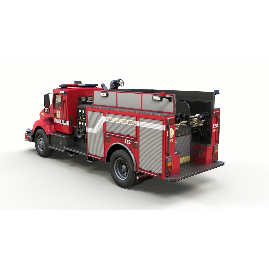 Kenworth T370 Firetruck 3D Model – Low Poly Game Ready Asset, FBX - View 5