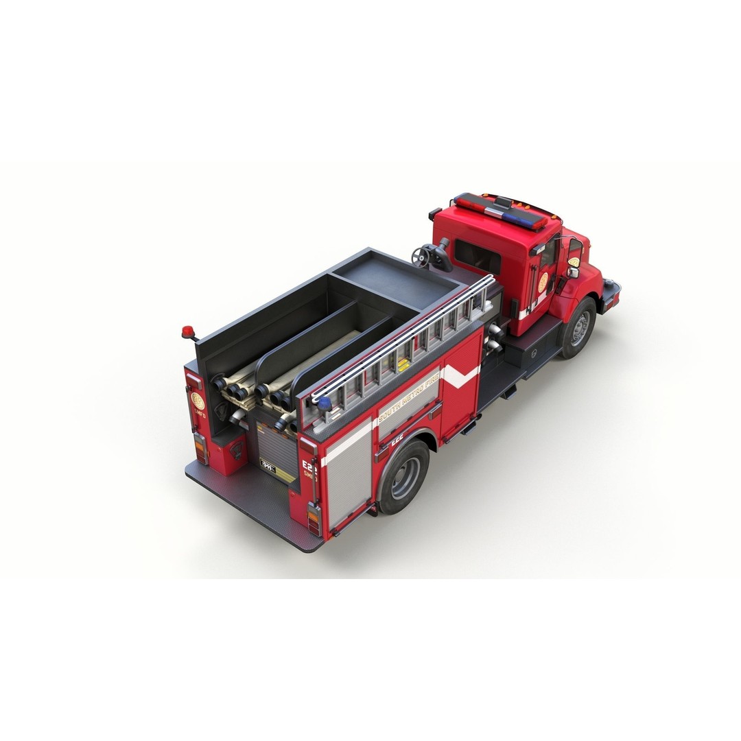 Kenworth T370 Firetruck 3D Model – Low Poly Game Ready Asset, FBX - View 6