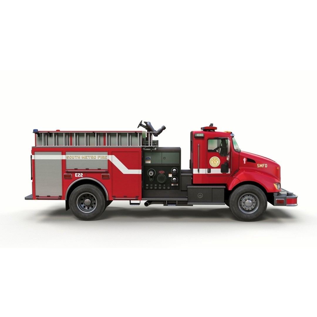 Kenworth T370 Firetruck 3D Model – Low Poly Game Ready Asset, FBX - View 8