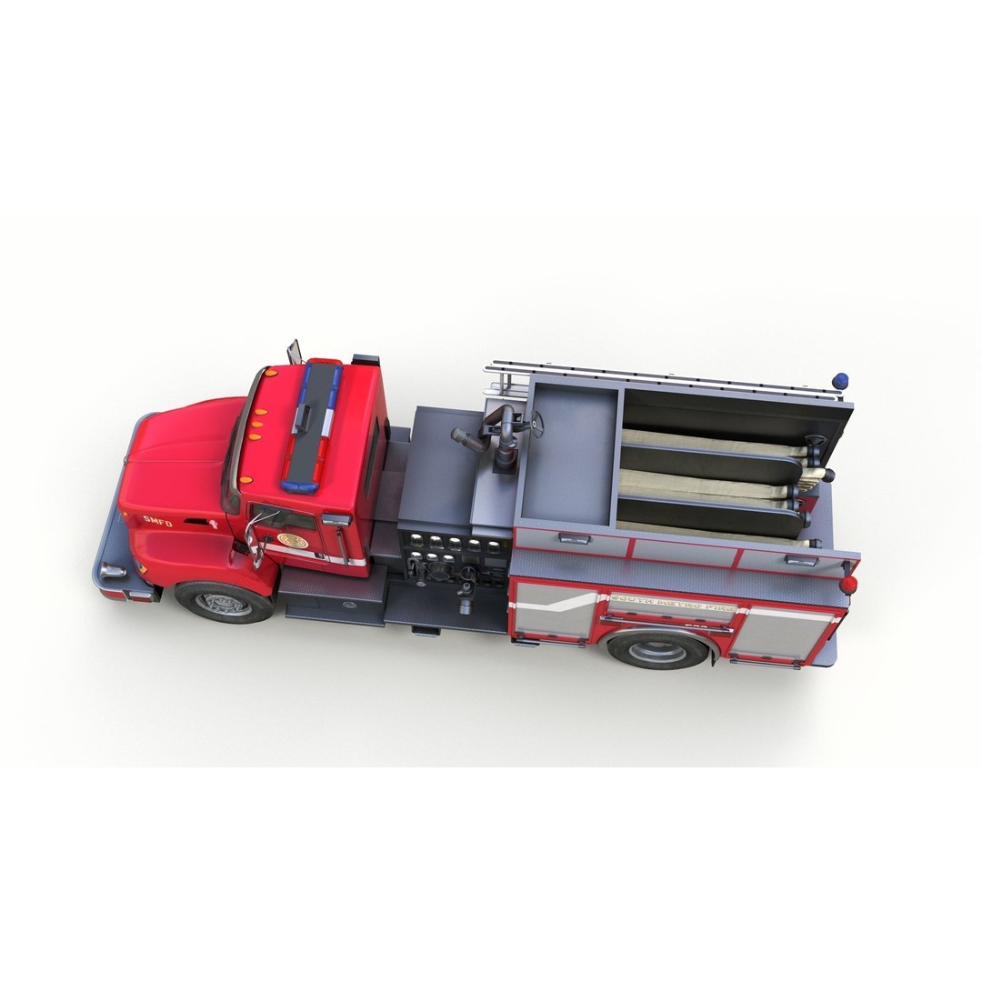 Kenworth T370 Firetruck 3D Model – Low Poly Game Ready Asset, FBX - View 9