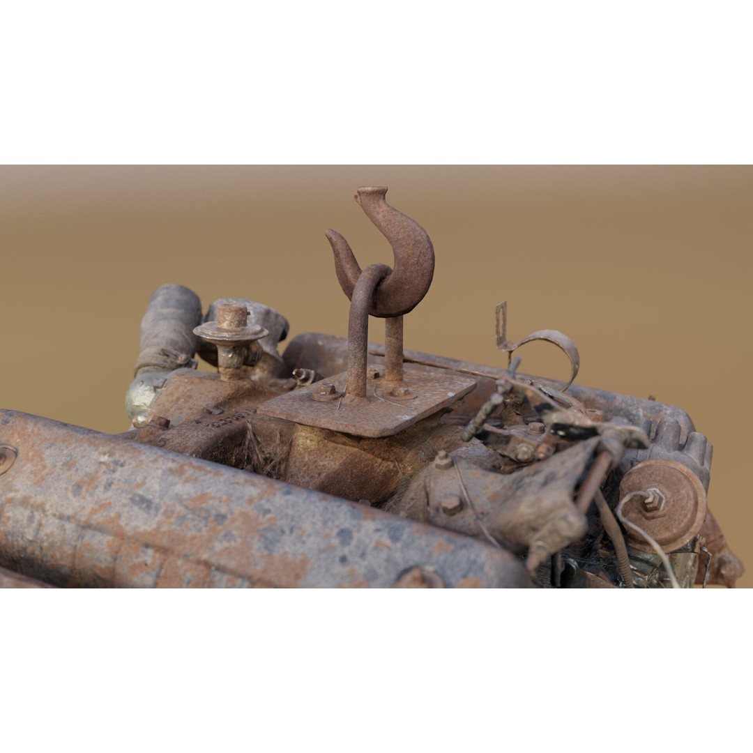 Old Rusty Y-Block V8 Engine 3D Model – Photogrammetry Scanned, FBX - View 10