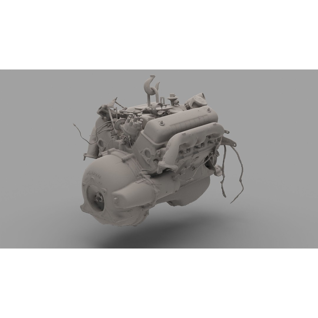 Old Rusty Y-Block V8 Engine 3D Model – Photogrammetry Scanned, FBX - View 11