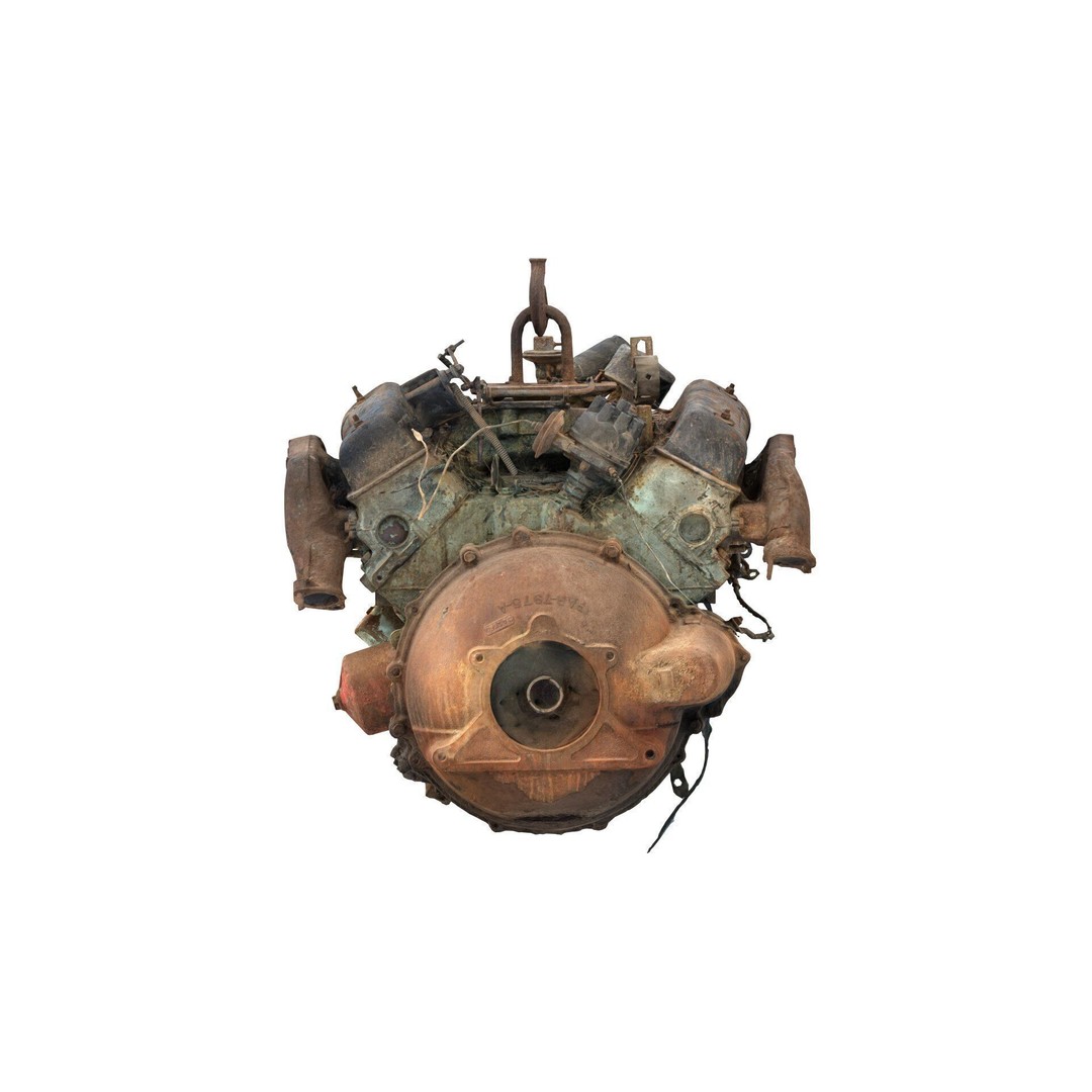 Old Rusty Y-Block V8 Engine 3D Model – Photogrammetry Scanned, FBX - View 12