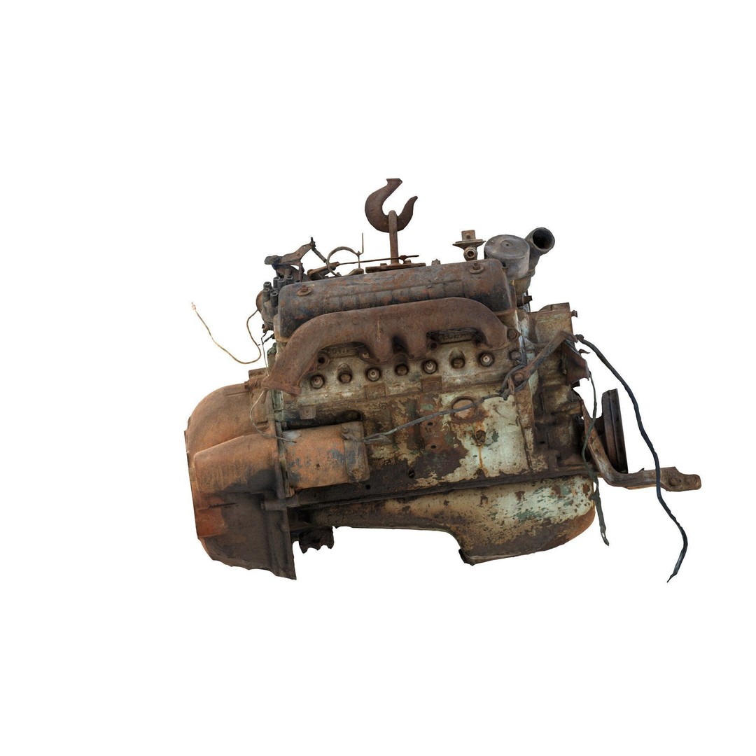 Old Rusty Y-Block V8 Engine 3D Model – Photogrammetry Scanned, FBX - View 13