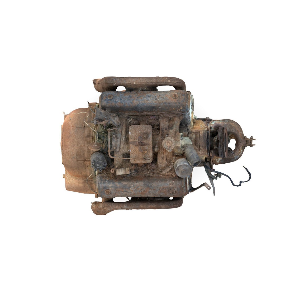 Old Rusty Y-Block V8 Engine 3D Model – Photogrammetry Scanned, FBX - View 14