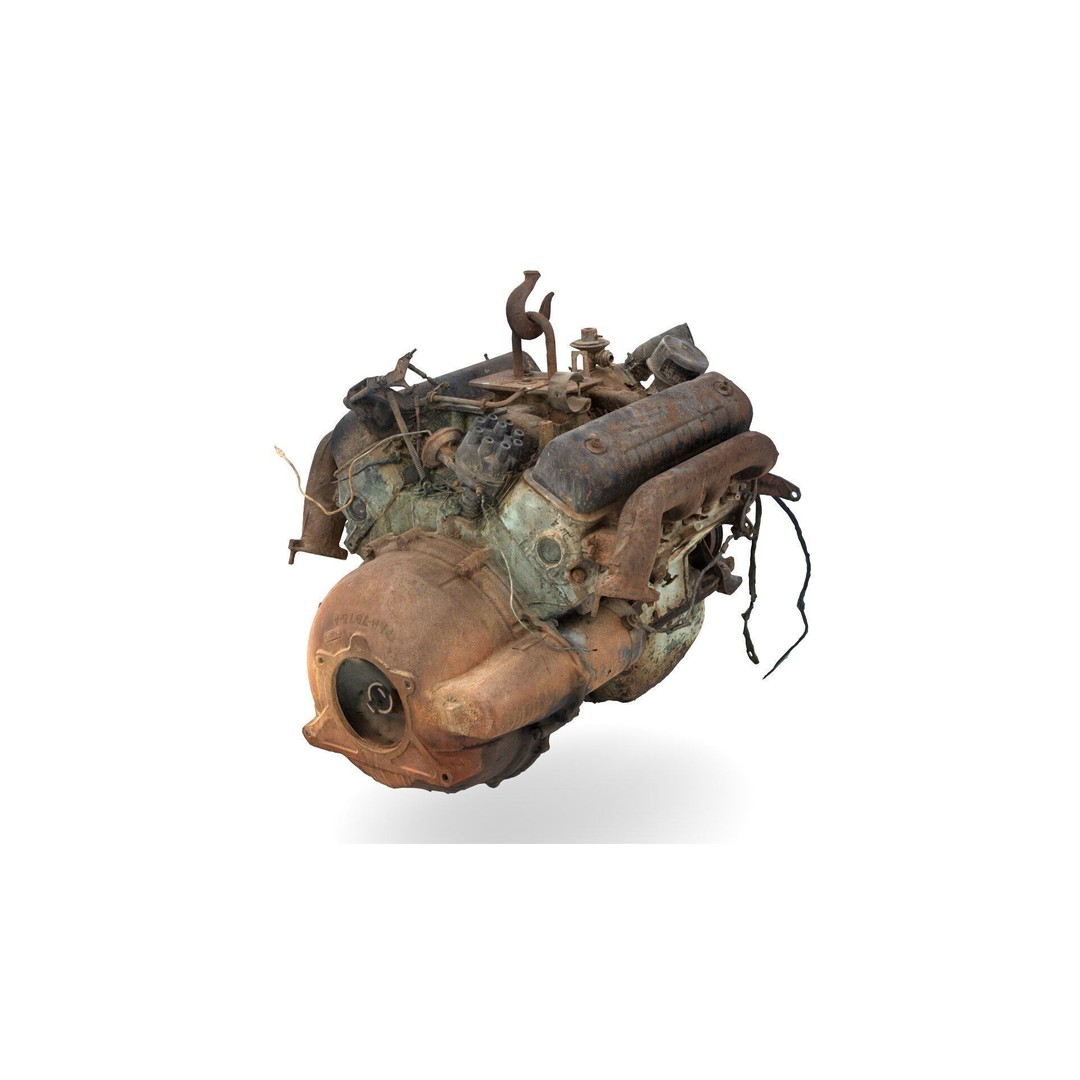 Old Rusty Y-Block V8 Engine 3D Model – Photogrammetry Scanned, FBX - View 16