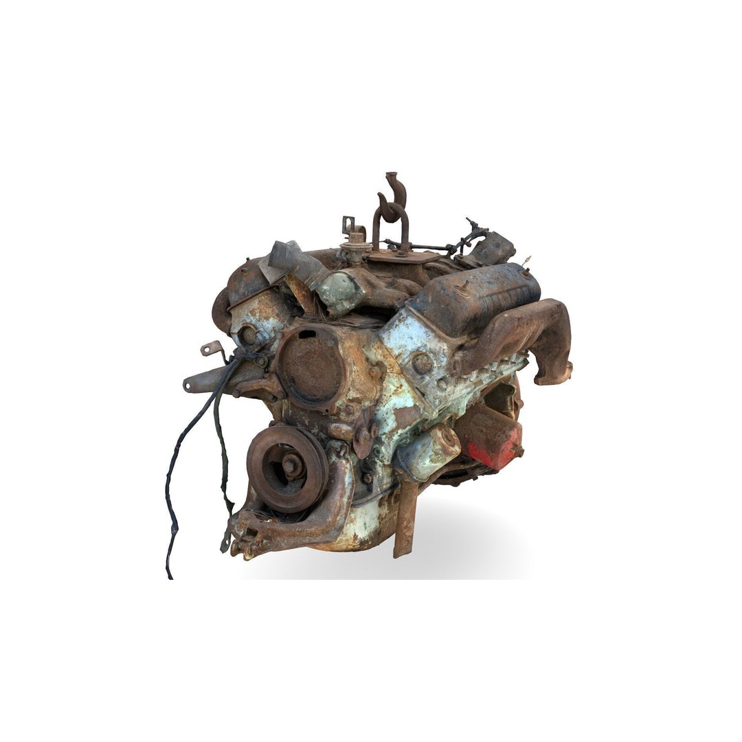 Old Rusty Y-Block V8 Engine 3D Model – Photogrammetry Scanned, FBX - View 17