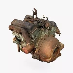 Old Rusty Y-Block V8 Engine 3D Model – Photogrammetry Scanned, FBX - View 2