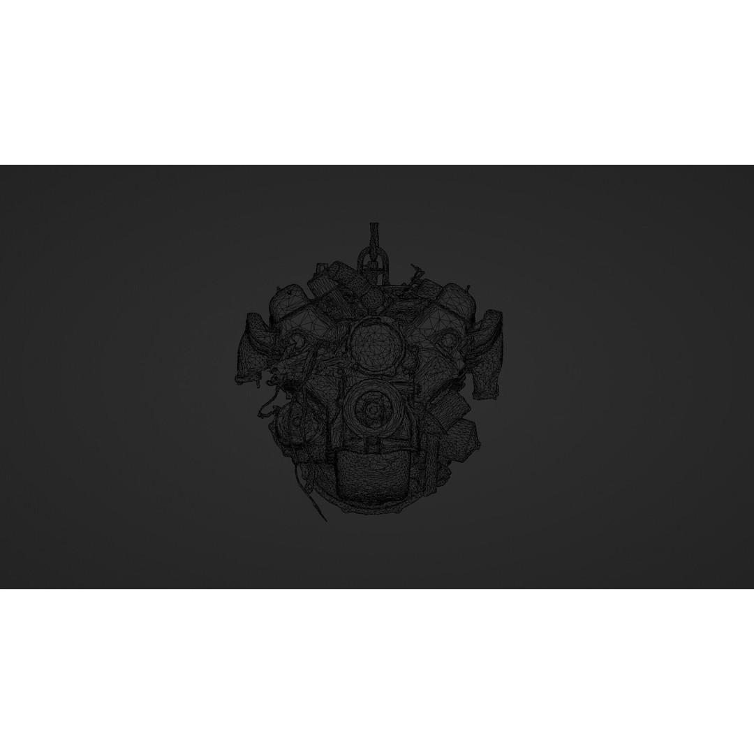 Old Rusty Y-Block V8 Engine 3D Model – Photogrammetry Scanned, FBX - View 22