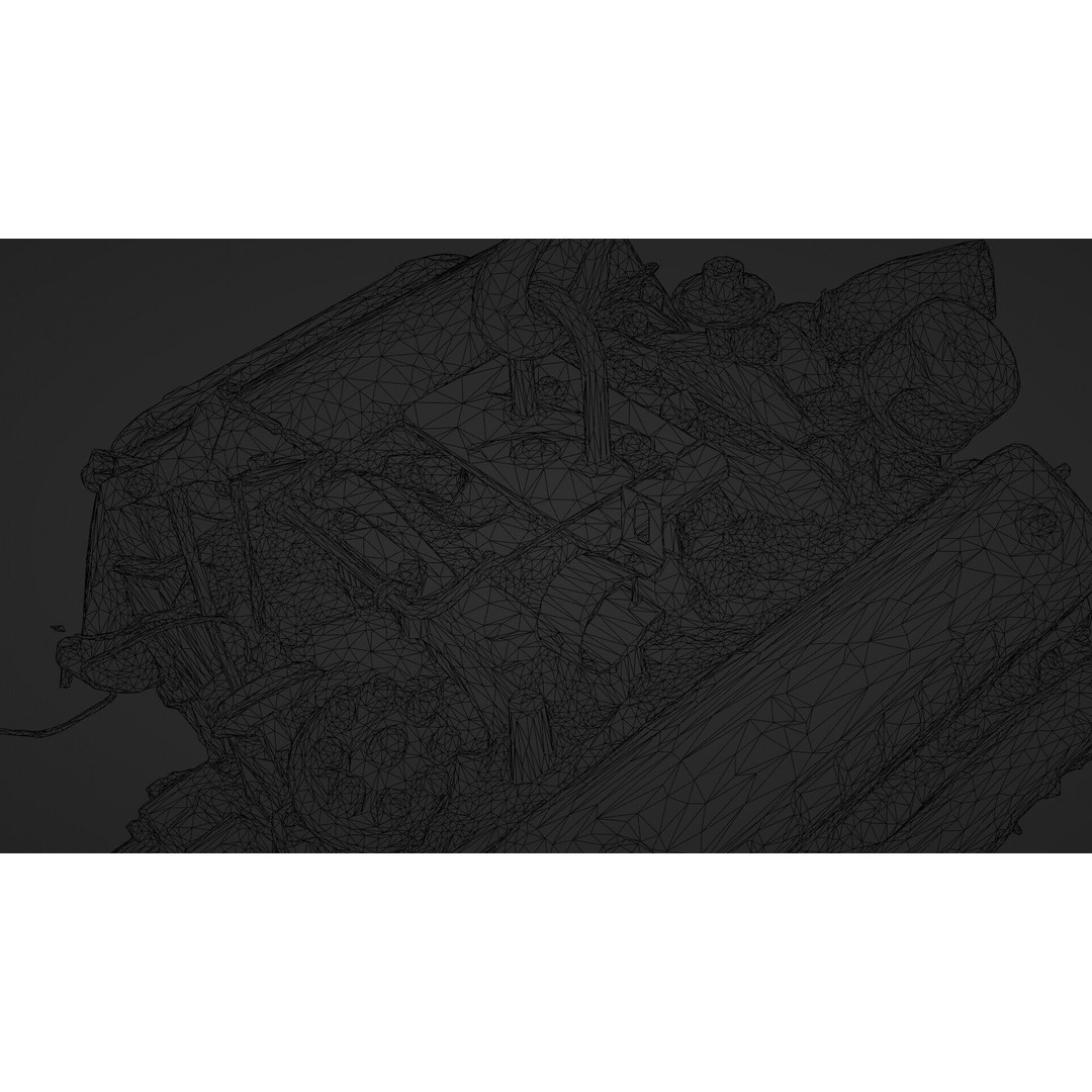 Old Rusty Y-Block V8 Engine 3D Model – Photogrammetry Scanned, FBX - View 24
