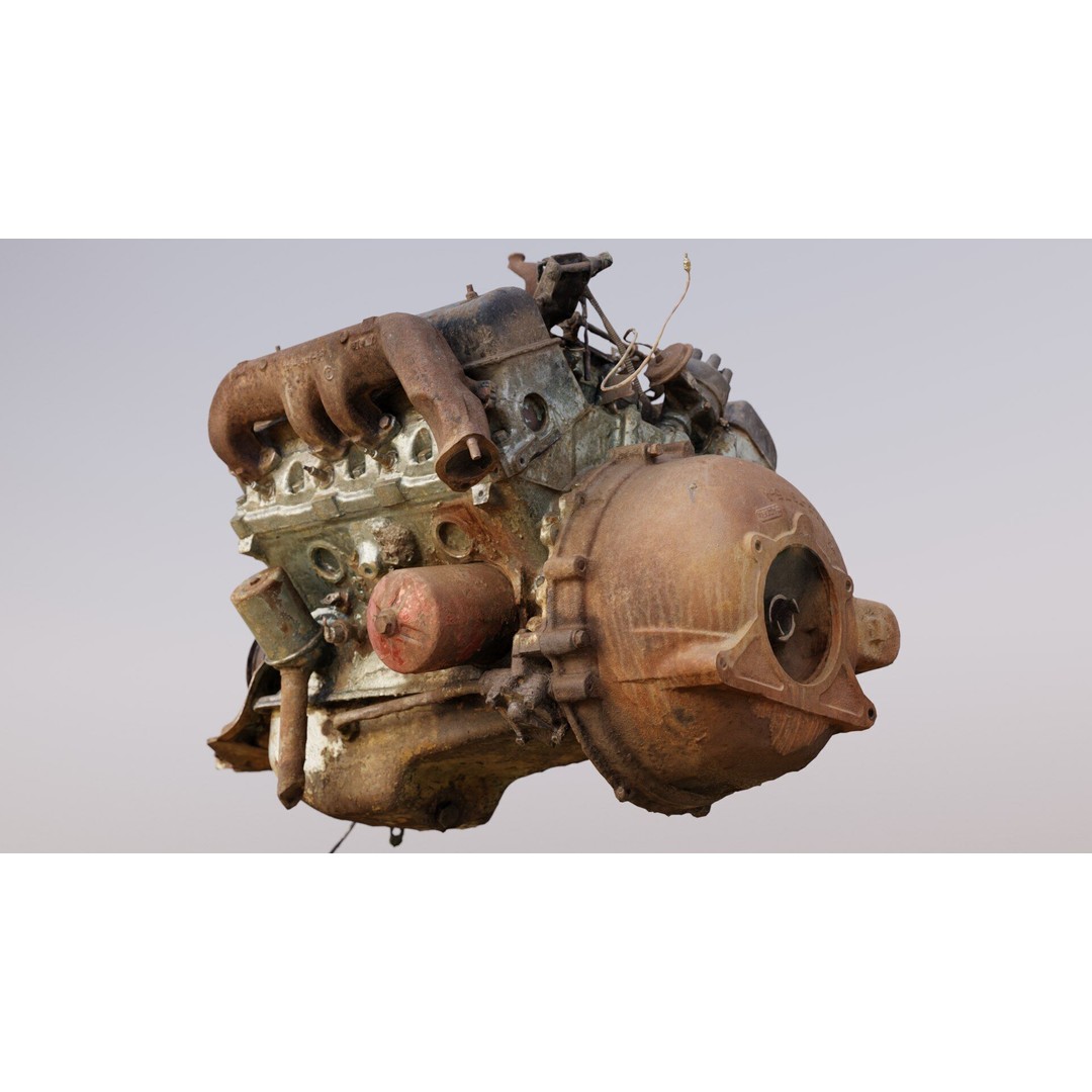 Old Rusty Y-Block V8 Engine 3D Model – Photogrammetry Scanned, FBX - View 4