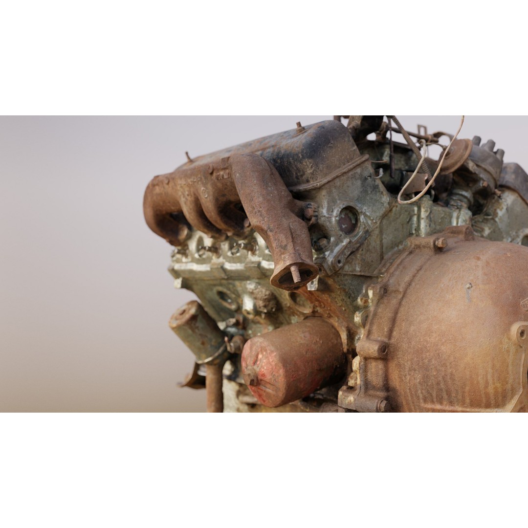 Old Rusty Y-Block V8 Engine 3D Model – Photogrammetry Scanned, FBX - View 8