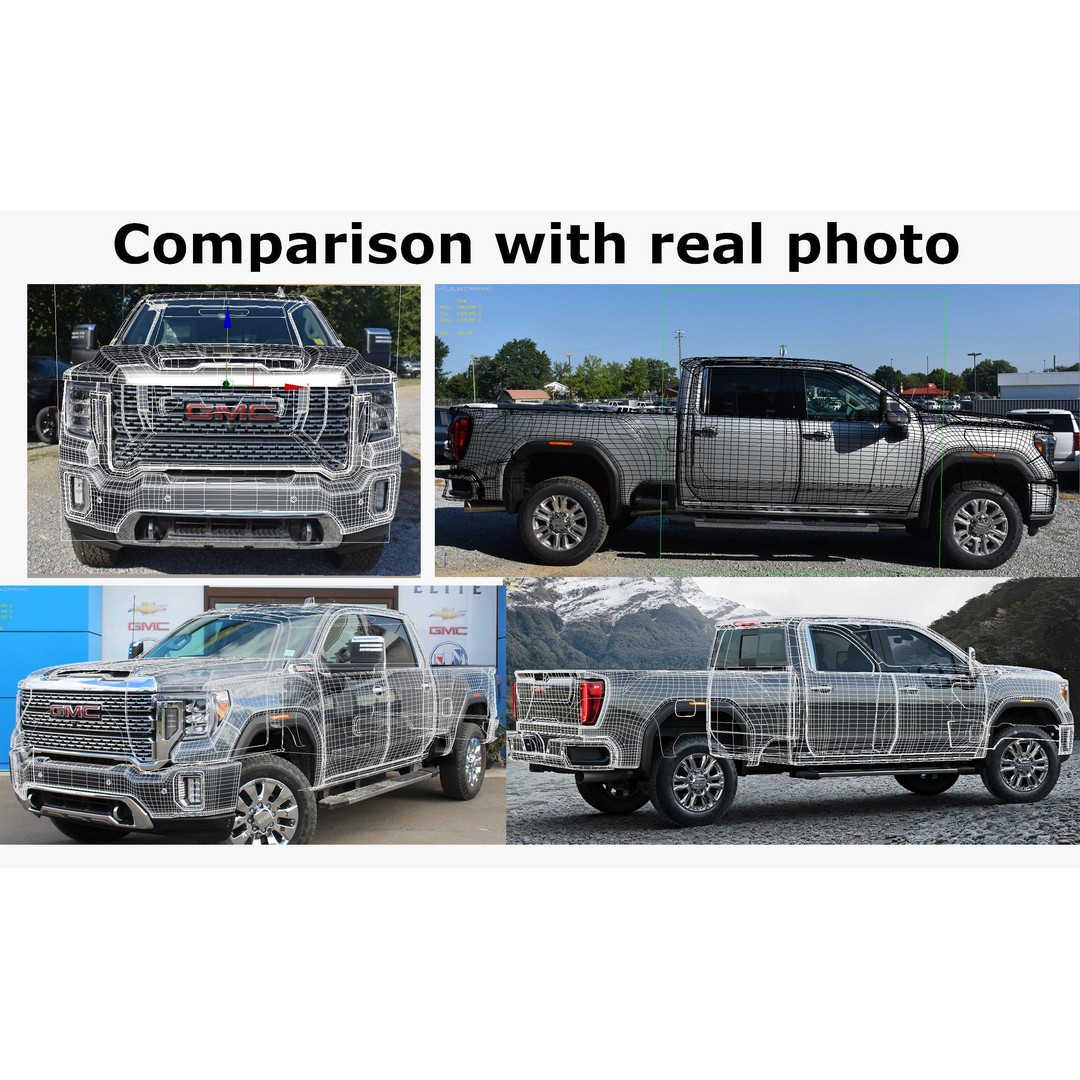 Sierra 2020 Denali 2500HD 3D Model – High Poly Truck Asset, FBX, OBJ, Game Ready - View 26