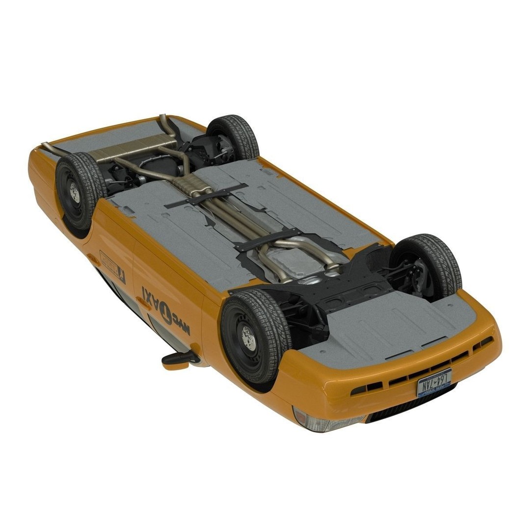 Generic Yellow Taxi 3D Model – Classic Car Interior, PBR Textures - View 13