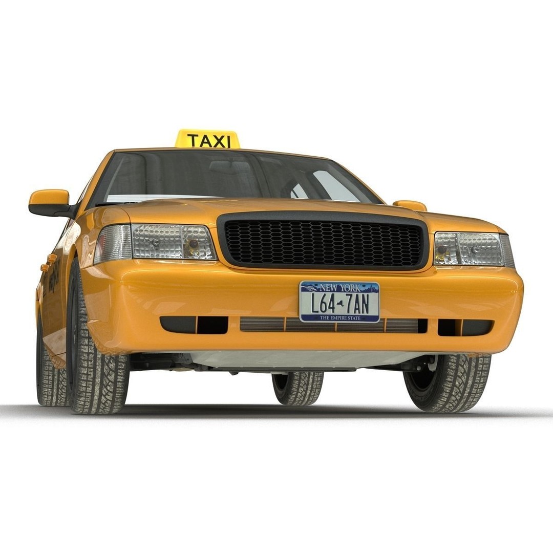Generic Yellow Taxi 3D Model – Classic Car Interior, PBR Textures - View 18
