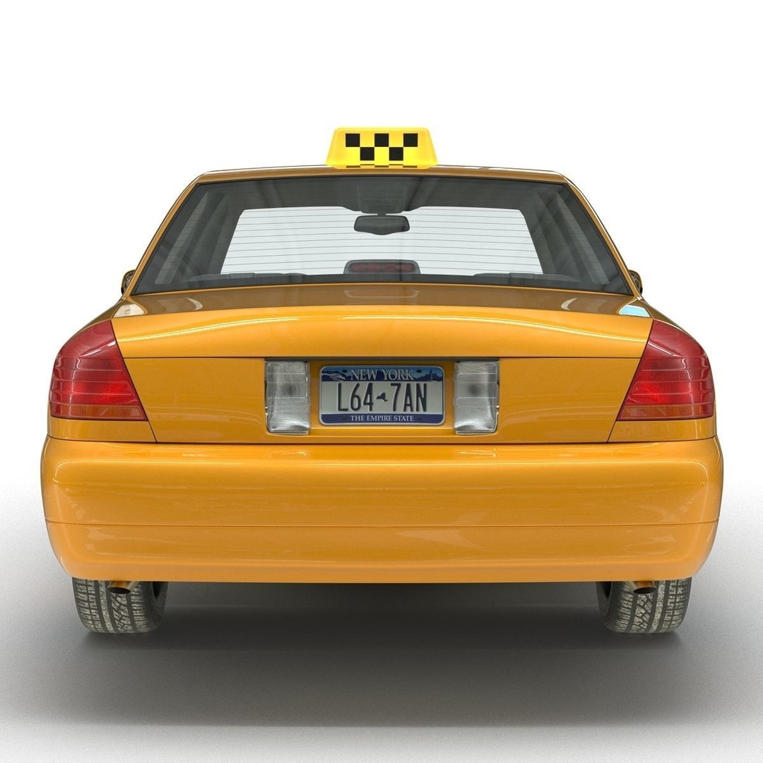 Generic Yellow Taxi 3D Model – Classic Car Interior, PBR Textures - View 20
