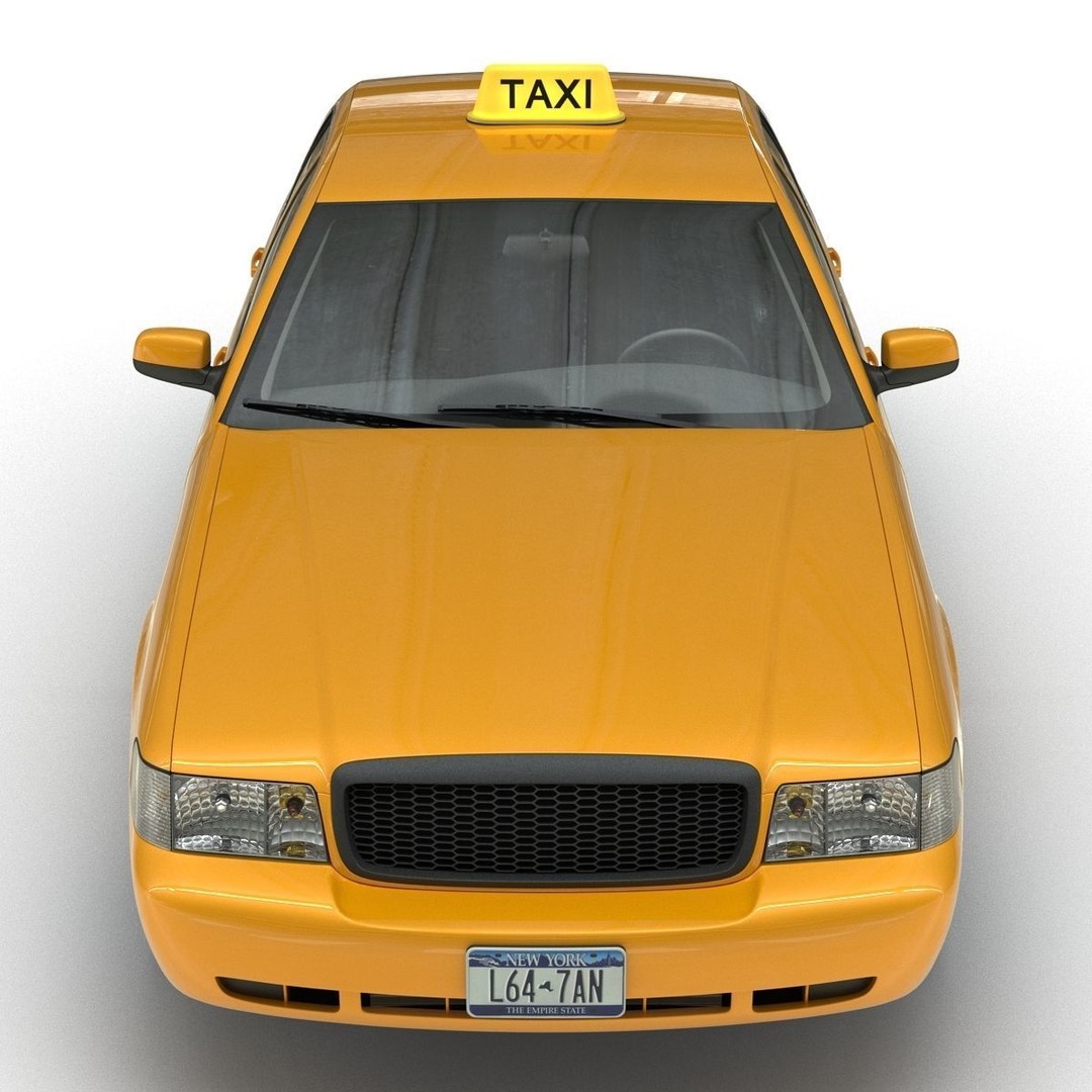 Generic Yellow Taxi 3D Model – Classic Car Interior, PBR Textures - View 21