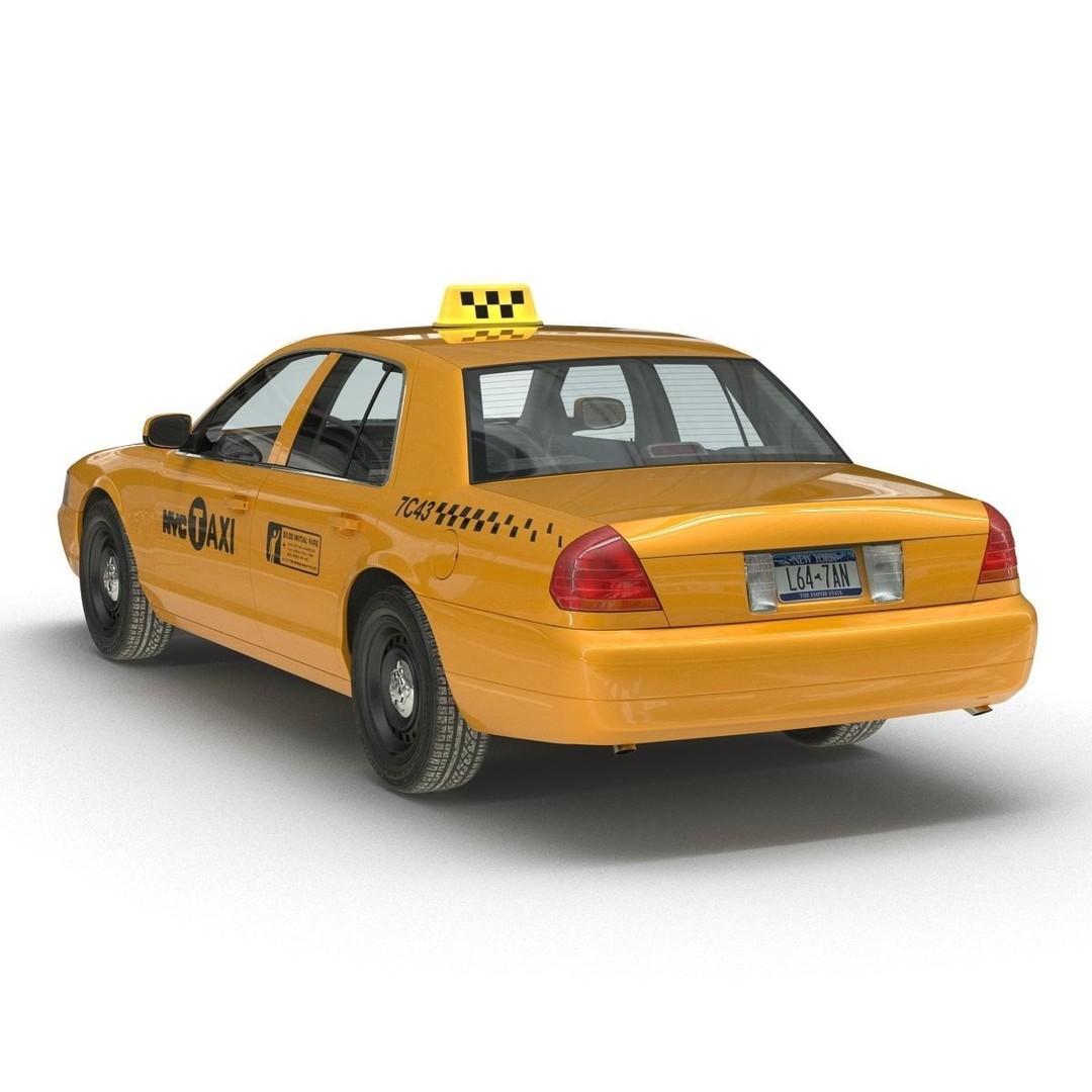 Generic Yellow Taxi 3D Model – Classic Car Interior, PBR Textures - View 23