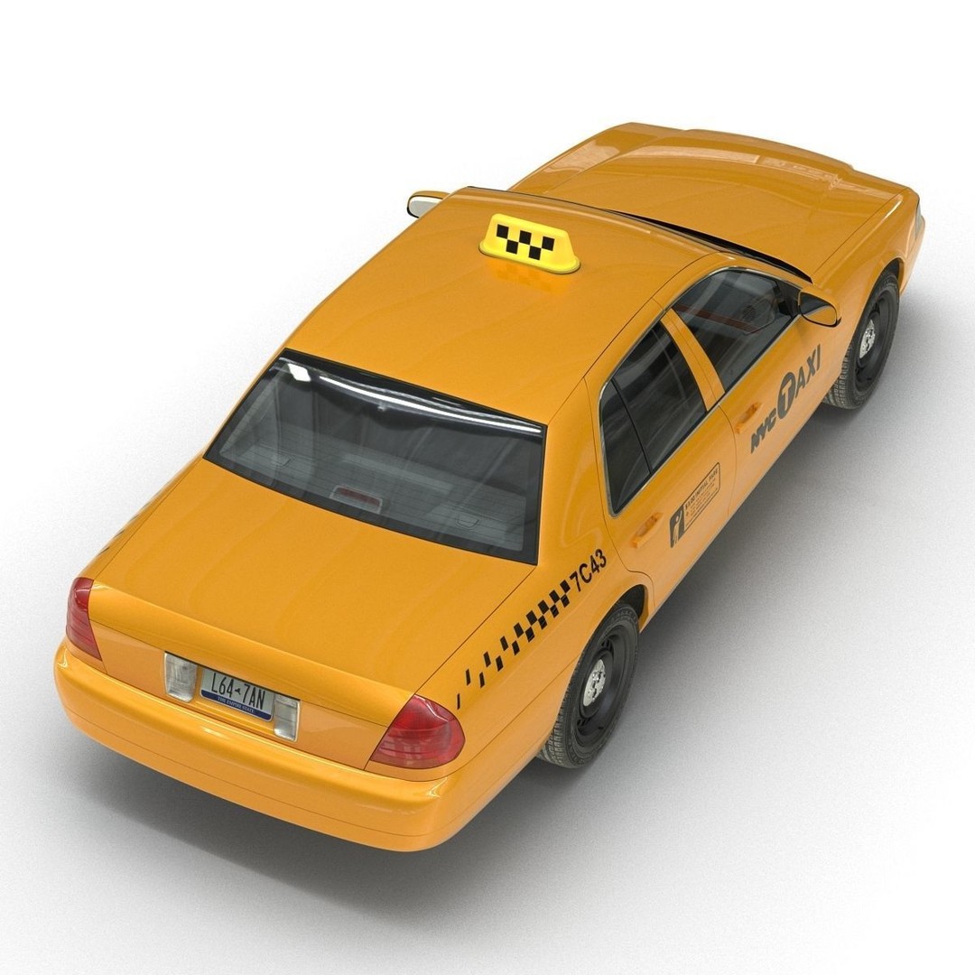 Generic Yellow Taxi 3D Model – Classic Car Interior, PBR Textures - View 24