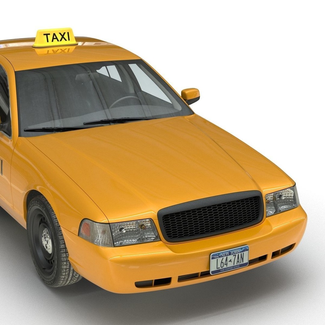 Generic Yellow Taxi 3D Model – Classic Car Interior, PBR Textures - View 26